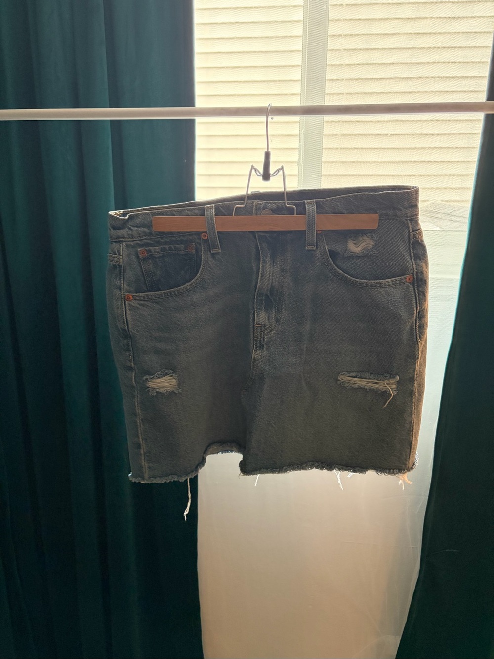 Levi Strauss DistressedLight Denim Mini Skirt